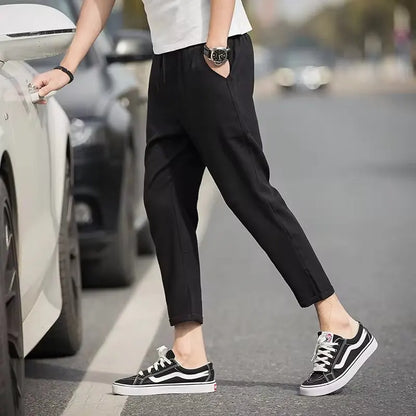 New 2025 grid fashion European and American style men's pants for business, leisure, travel, slim fit, comfortable and multifunc
