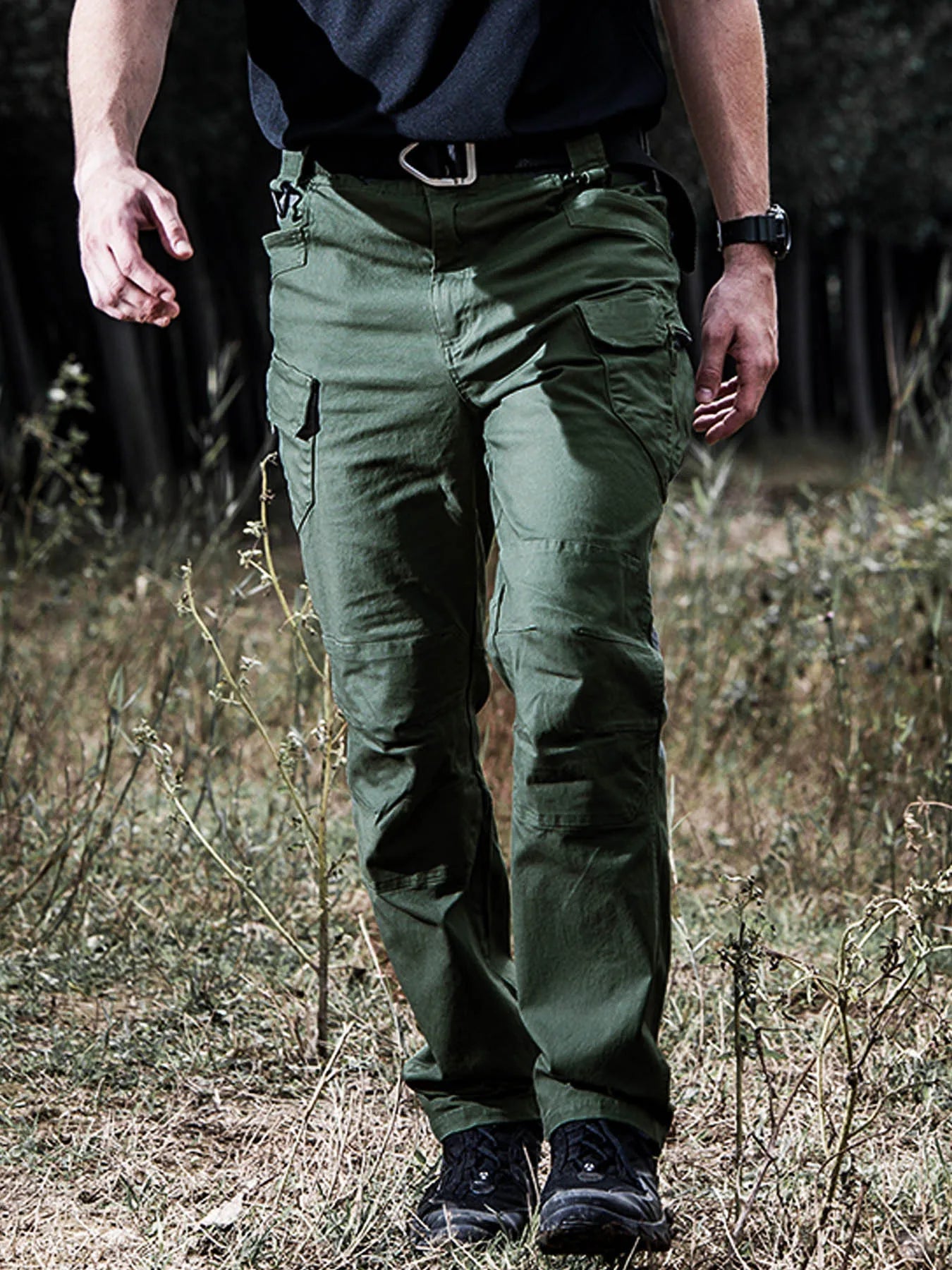 Men Combat Pants With Knee Pads Tactical Cargo Sport Trousers Camouflage