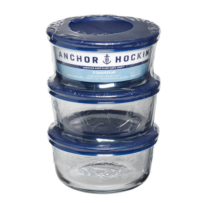Glass Storage Containers Set of 3 BPA-Free Food Storage Round 2 Cup Microwave Safe Dishwasher Safe