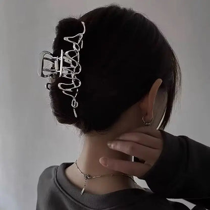 2023 Korean Metal Geometric Hair Claws Barrettes Elegant Hair Clips Crab Hollow Out Hairpin Headwear Women Girl Hair Accessories