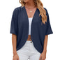 Mid Sleeve  Cardigan Outwear Shirts Tops