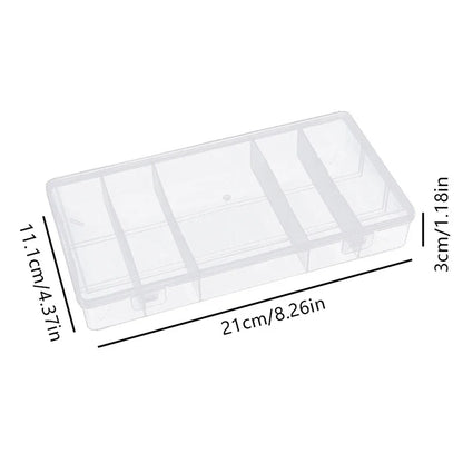 Transparent With Cover Rectangle Vertical 5 Grid Storage Box Glue Tweezer Holder Makeup Organizer