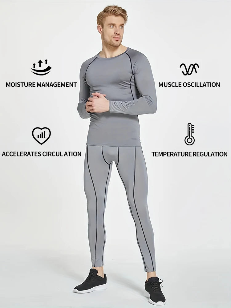 Sports Suit New Men's Compression Running Sets Breathable Tight Training Basketball Rashguard Tracksuit Man 2 Piece Set Clothes