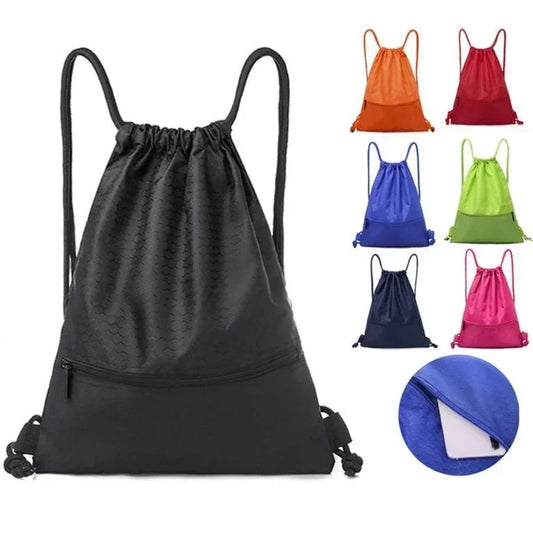 Simple Outdoor Sports Drawstring Pocket Backpack Men's and Women's Fitness Backpack Lightweight Basketball Bag Oxford Zipper Bag