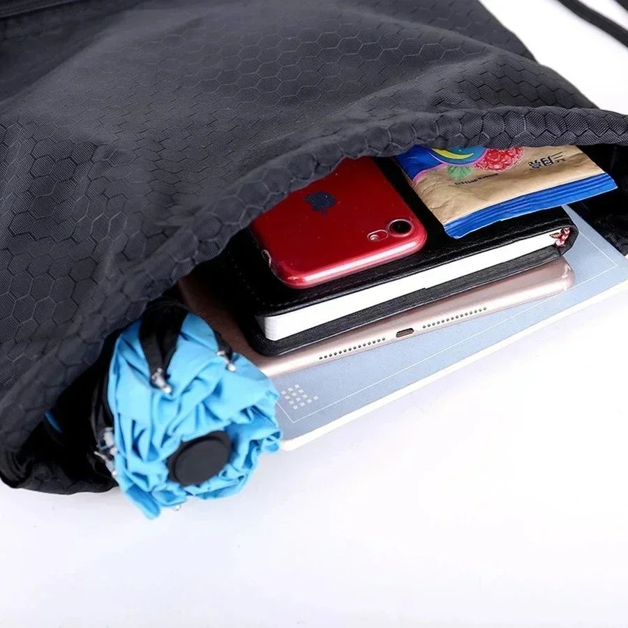 Simple Outdoor Sports Drawstring Pocket Backpack Men's and Women's Fitness Backpack Lightweight Basketball Bag Oxford Zipper Bag
