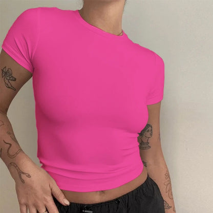 Woman Short Sleeve T-shirt Slim Fit  Knitted Street Wear