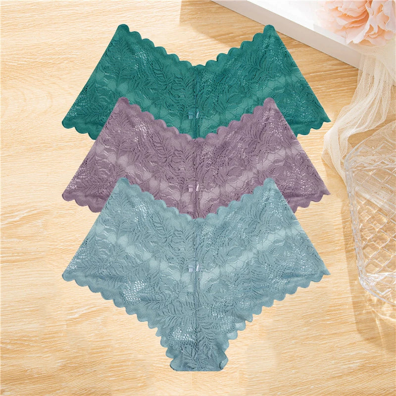 3Pcs/set Lace Panties Wome Underwear S-XL Girls,  Ladies Underpants Lingerie