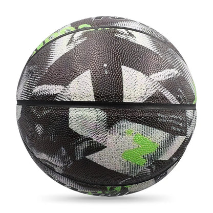 PU leather Black Pattern Basketball, Size 7, Outdoor Wear resistant and Anti slip, Adult and Youth Training Basketball