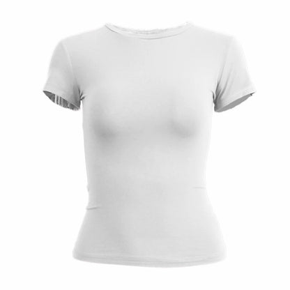 Woman Short Sleeve T-shirt Slim Fit  Knitted Street Wear