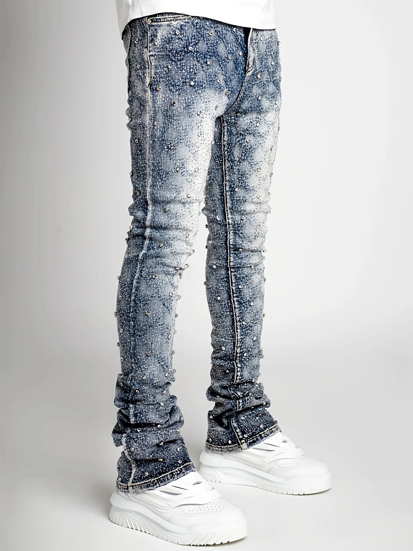 Men's denim fashion personality straight leg men's pants