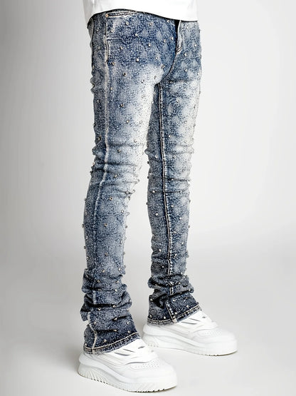 Men's denim fashion personality straight leg men's pants