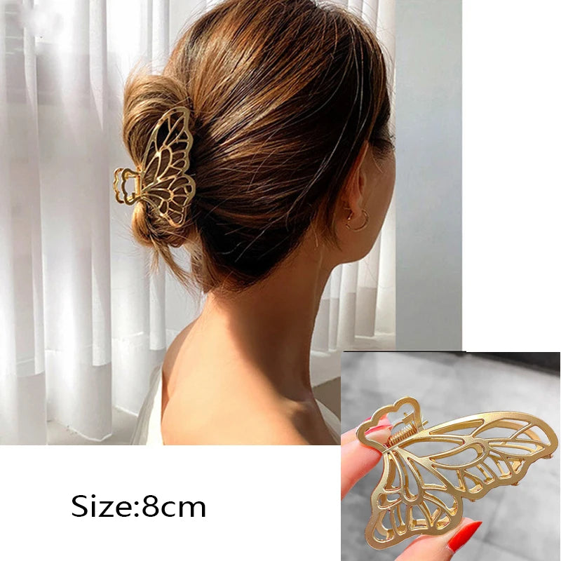 2023 Korean Metal Geometric Hair Claws Barrettes Elegant Hair Clips Crab Hollow Out Hairpin Headwear Women Girl Hair Accessories