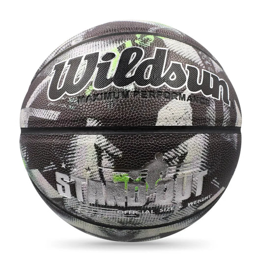PU leather Black Pattern Basketball, Size 7, Outdoor Wear resistant and Anti slip, Adult and Youth Training Basketball