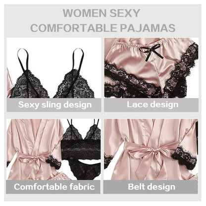 4 Pieces Woman Sleepwear Pajamas