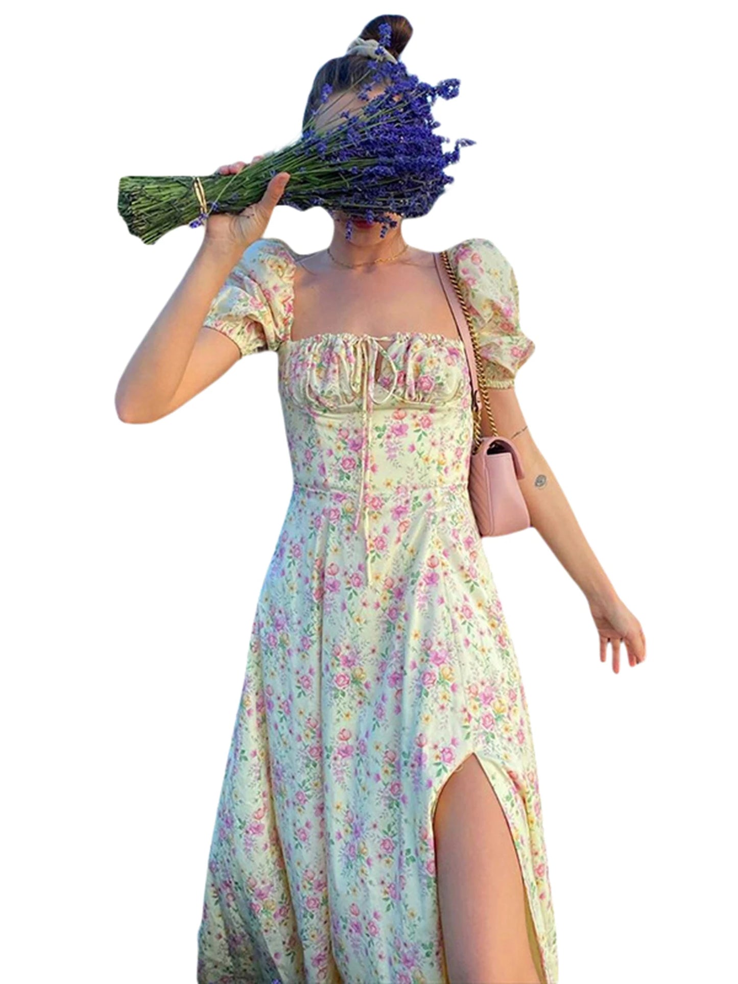 Women s Maxi Dress  Lace-Up High Side Split