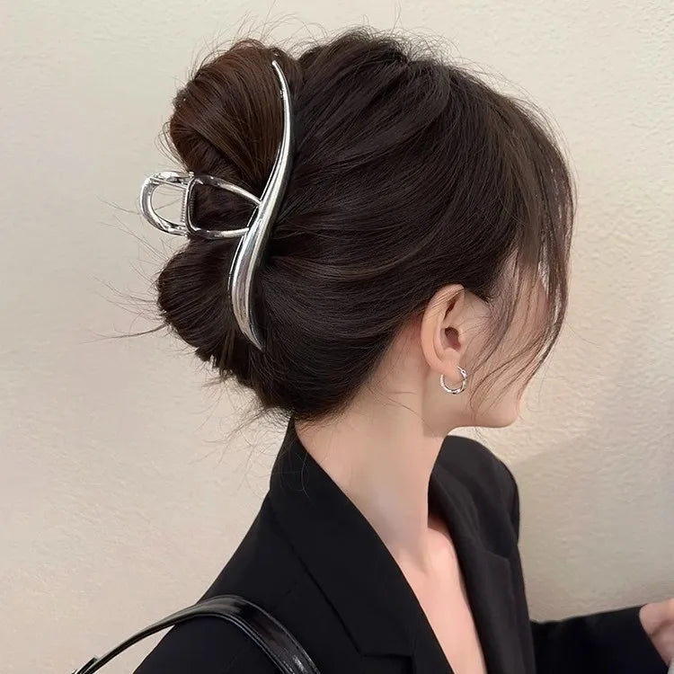 2023 Korean Metal Geometric Hair Claws Barrettes Elegant Hair Clips Crab Hollow Out Hairpin Headwear Women Girl Hair Accessories