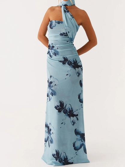 Dress  Floral Print and Off-Shoulder Design