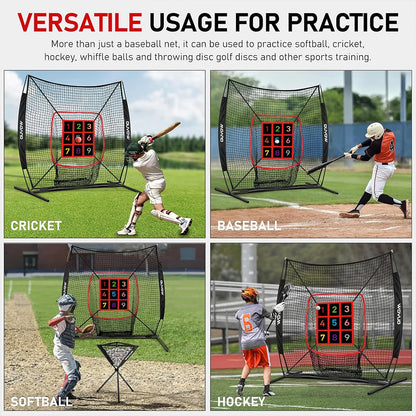 Baseball Softball Practice Net with Adjustable Strike Zone Target Batting Net Baseball Throwing Net for Batting Hitting Pitching