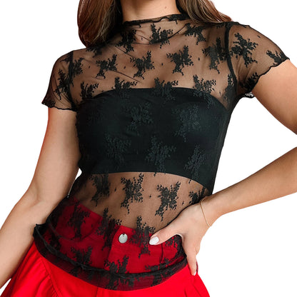 Women s  Tops Mesh Sheer  Fit T-Shirt