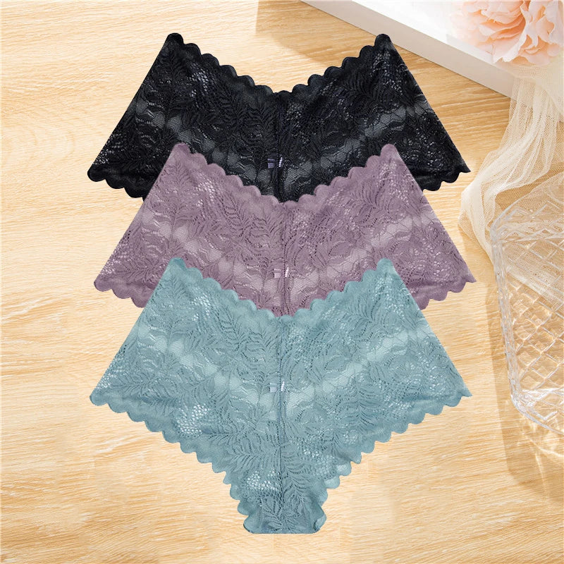 3Pcs/set Lace Panties Wome Underwear S-XL Girls,  Ladies Underpants Lingerie