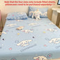 Sanrio Pure Cotton Fitted Sheet Three-piece Set Hellokitty My Melody Cotton Bedspread Cute Kuromi Full Surround Protective Cover
