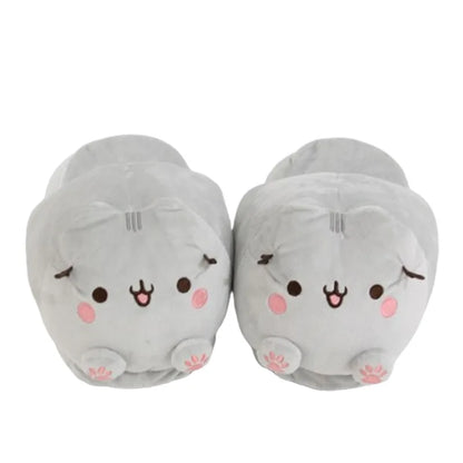 Doughnuts Cat Slippers Indoor Warm Plush Slippers For Women Men Cute Cat 28cm