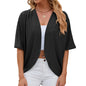 Mid Sleeve  Cardigan Outwear Shirts Tops