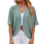 Mid Sleeve  Cardigan Outwear Shirts Tops