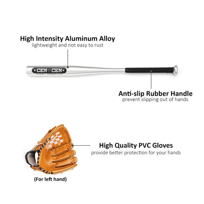 Baseball Balls Set Baseball Bat+Baseball+Baseball Gloves 25in Aluminum Alloy Baseball Bat