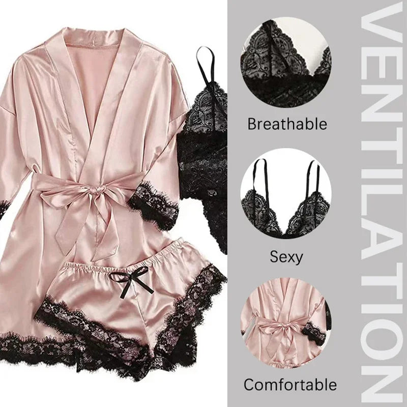 4 Pieces Woman Sleepwear Pajamas