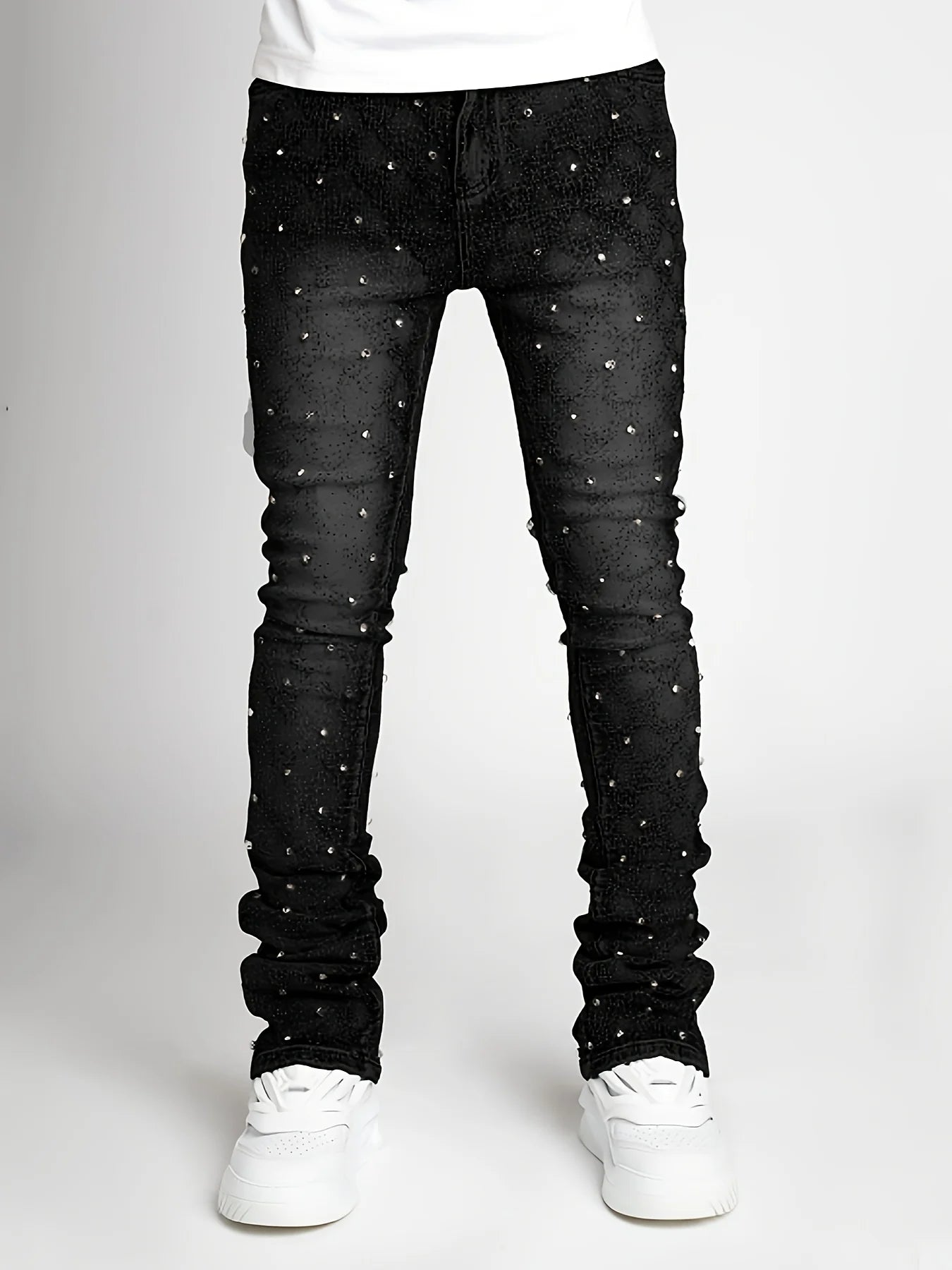 Men's denim fashion personality straight leg men's pants
