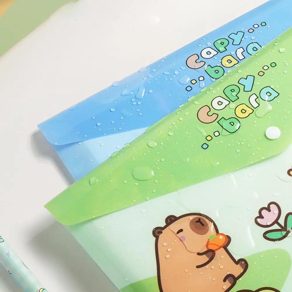 5PCS/Set Large Capacity A4 File Folder Test Paper Storage Waterproof Document Bag PP Snap-fastener Envelope Folder