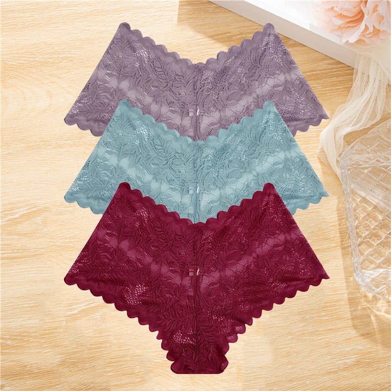 3Pcs/set Lace Panties Wome Underwear S-XL Girls,  Ladies Underpants Lingerie