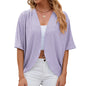 Mid Sleeve  Cardigan Outwear Shirts Tops