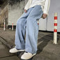 Korean Style Streetwear New Fashion Baggy Casual Men Jeans High Street Harajuku  Denim Trousers Men Brand pants Black grey Blue