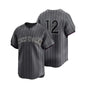 Men's New York #12 Stripe City Edition Baseball Jersey V-Neck Shirt, Breathable Loose Fit Short Sleeve for Training,Casual Wear