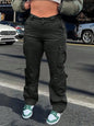 Women's Belt Pants Loose Wide Leg Trousers