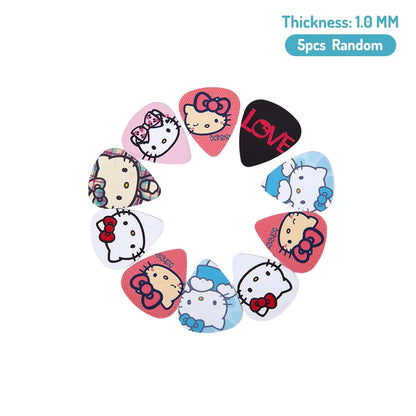 5pcs Hello Kitty Guitar Picks Thickness 0.46 0.71 1 Guitar Paddle Anime Ukulele Acoustic Guitarra Instrument Accessories Gift