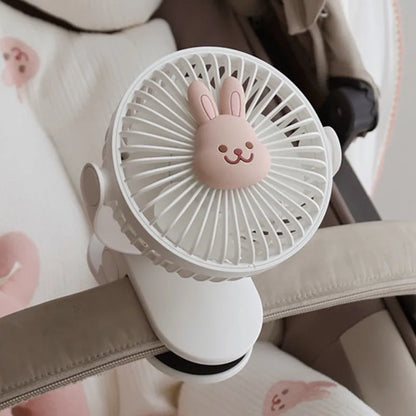 Baby Cart Stroller Fans Portable Outdoors Cute Bear Bunny Rechargeable Fan for Home 3 Speeds