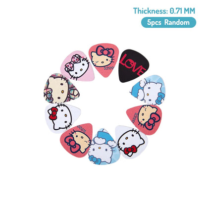 5pcs Hello Kitty Guitar Picks Thickness 0.46 0.71 1 Guitar Paddle Anime Ukulele Acoustic Guitarra Instrument Accessories Gift