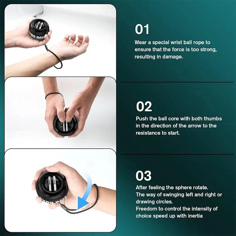 LED Wrist Ball Power Trainer Ball Auto-Start Gyroscopic Arm Hand Forearm Exerciser Fitness Equipment