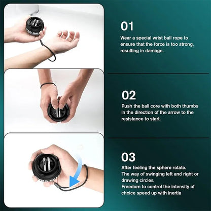 LED Wrist Ball Power Trainer Ball Auto-Start Gyroscopic Arm Hand Forearm Exerciser Fitness Equipment