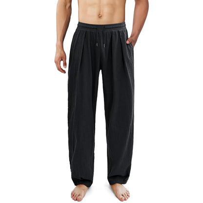2025 New Men's Cotton Linen Pants Male Summer New Breathable Solid Color Linen Trousers Fitness Streetwear With Pocket