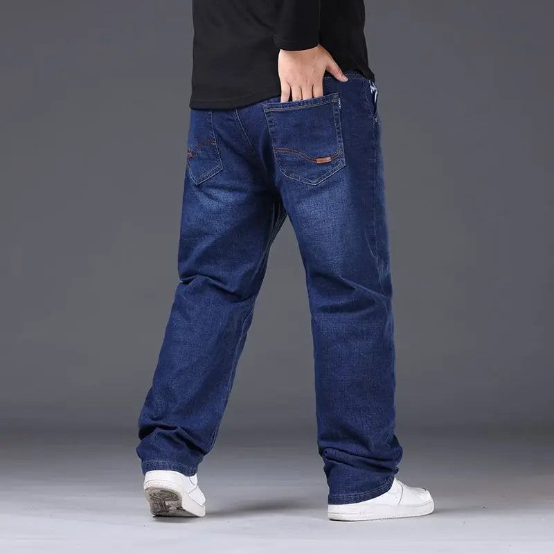 Men's Large Size Black Jeans 10XL Oversize High Waist Loose Trousers Husband Plus sizes