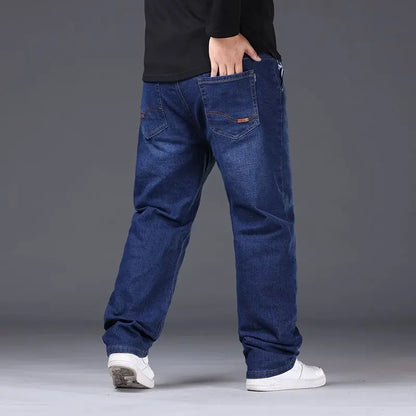 Men's Large Size Black Jeans 10XL Oversize High Waist Loose Trousers Husband Plus sizes