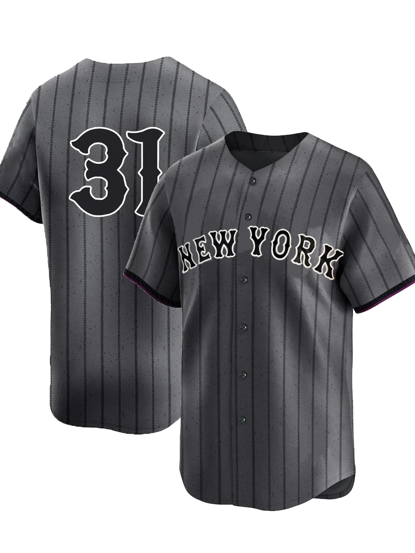 Men's New York #12 Stripe City Edition Baseball Jersey V-Neck Shirt, Breathable Loose Fit Short Sleeve for Training,Casual Wear
