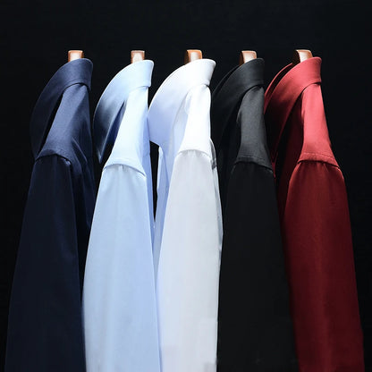 Men's Shirt Long Sleeve Stand-collar (Mandarin Collar) Single Patch Pocket Smart Casual Regular-fit Business Office Dress Shirts
