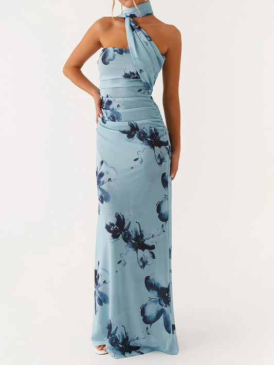 Dress  Floral Print and Off-Shoulder Design