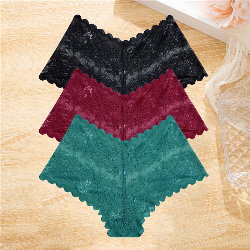 3Pcs/set Lace Panties Wome Underwear S-XL Girls,  Ladies Underpants Lingerie