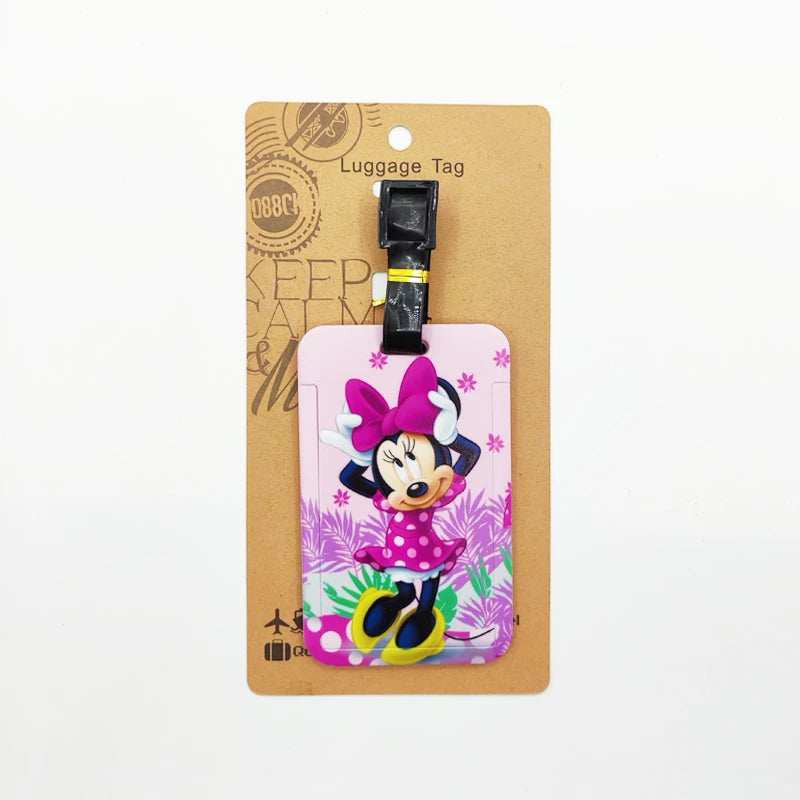 Mickey Minnie Luggage Label Women Travel Luggage Tag Disney Suitcase ID Address Holder Baggage Boarding Portable Suitcase Ticket